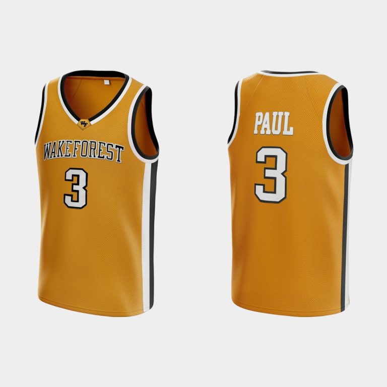 Men NCAA Basketball Wake Forest Demon Deacons Chris Paul College Basketball Jersey Gold