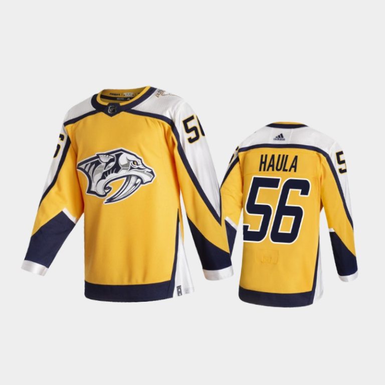 Men Nashville Predators Erik Haula #56 Reverse Retro 2020-21 Gold Special Edition Pro Jersey