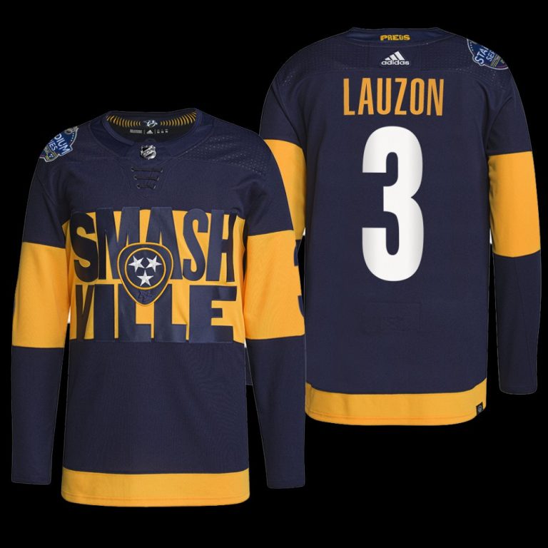 Men Nashville Predators Jeremy Lauzon 2022 Stadium Series Jersey #3 Navy Uniform