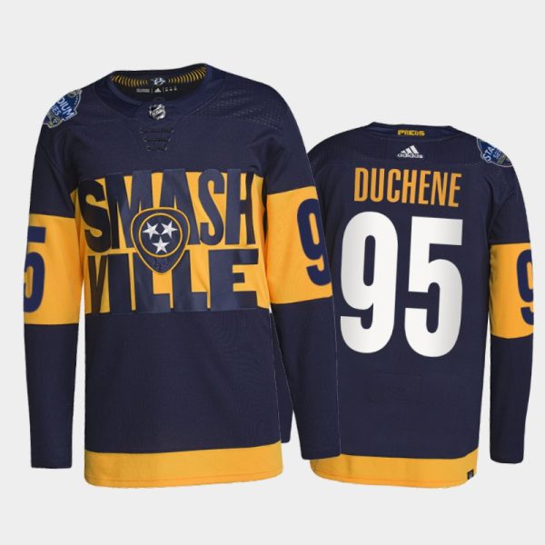 Men Nashville Predators Matt Duchene 2022 Stadium Series Jersey #95 Navy Primegreen Uniform