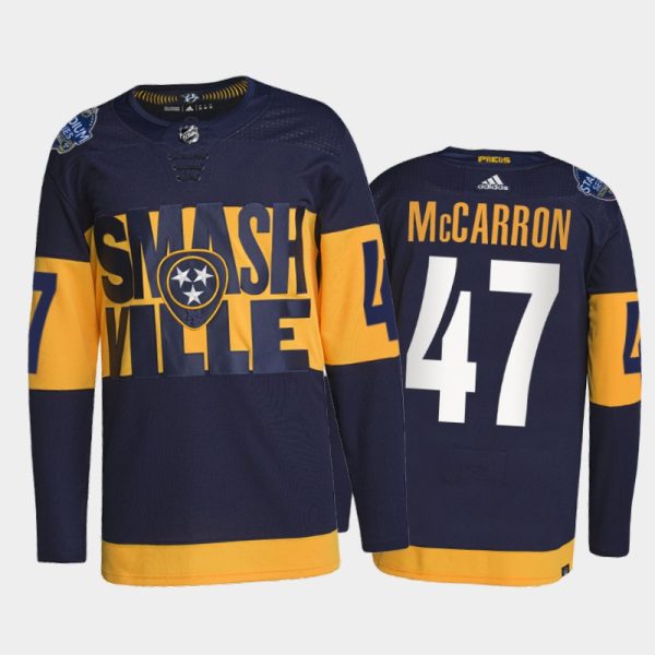 Men Nashville Predators Michael McCarron 2022 Stadium Series Jersey #47 Navy Primegreen Uniform