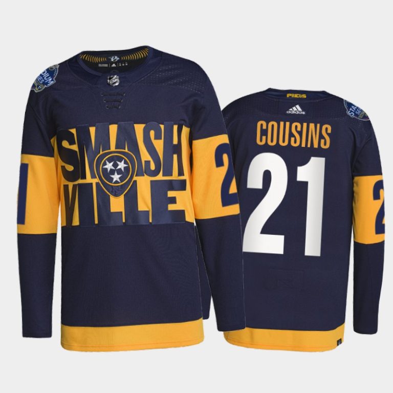 Men Nashville Predators Nick Cousins 2022 Stadium Series Jersey #21 Navy Primegreen Uniform