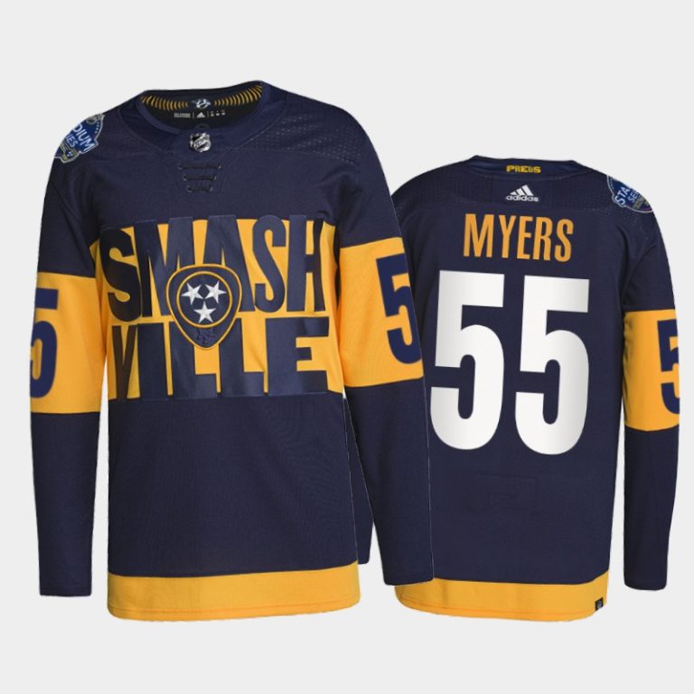 Men Nashville Predators Philippe Myers 2022 Stadium Series Jersey #55 Navy Primegreen Uniform