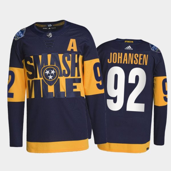 Men Nashville Predators Ryan Johansen 2022 Stadium Series Jersey #92 Navy Primegreen Uniform