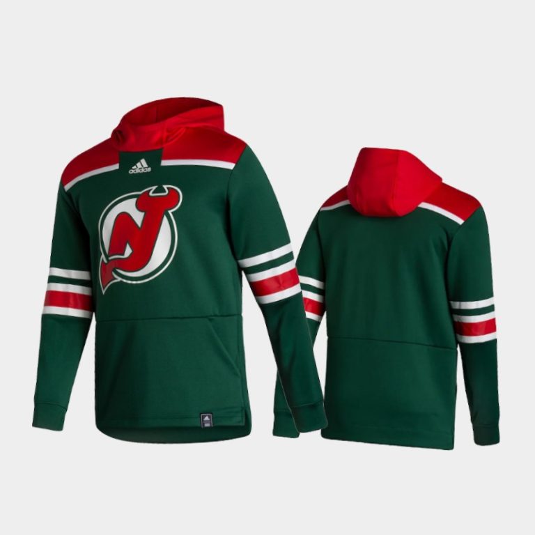 Men New Jersey Devils 2021 Reverse Retro Pullover Special Edition Green Hoodie