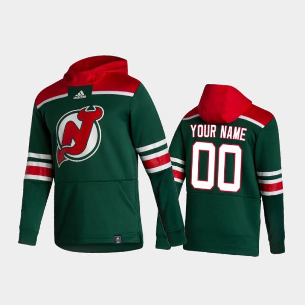 Men New Jersey Devils Custom #00 Pullover Special Edition 2021 Reverse Retro Green Hoodie