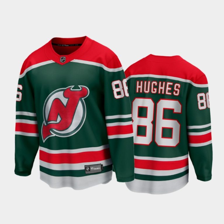 Men New Jersey Devils Jack Hughes #86 Reverse Retro Green 2020-21 Special Edition Jersey