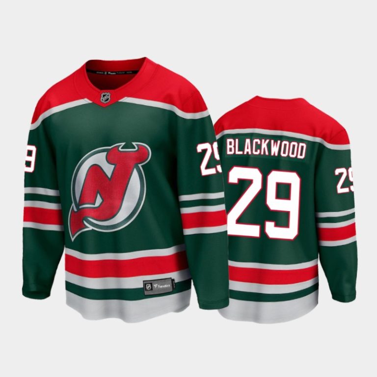 Men New Jersey Devils Mackenzie Blackwood #29 Special Edition Green 2021 Jersey