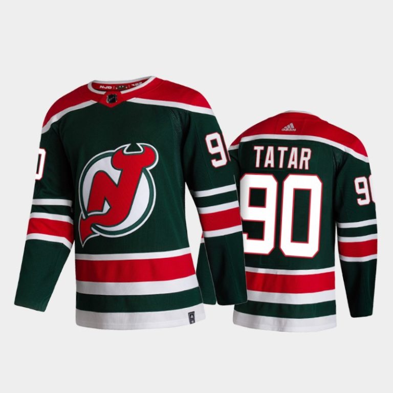 Men New Jersey Devils Tomas Tatar #90 2021 Reverse Retro Green Special Edition Jersey