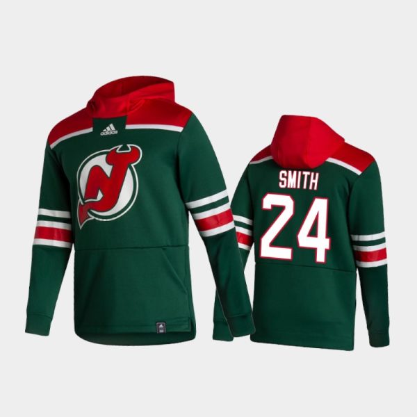 Men New Jersey Devils Ty Smith #24 Pullover Special Edition 2021 Reverse Retro Green Hoodie