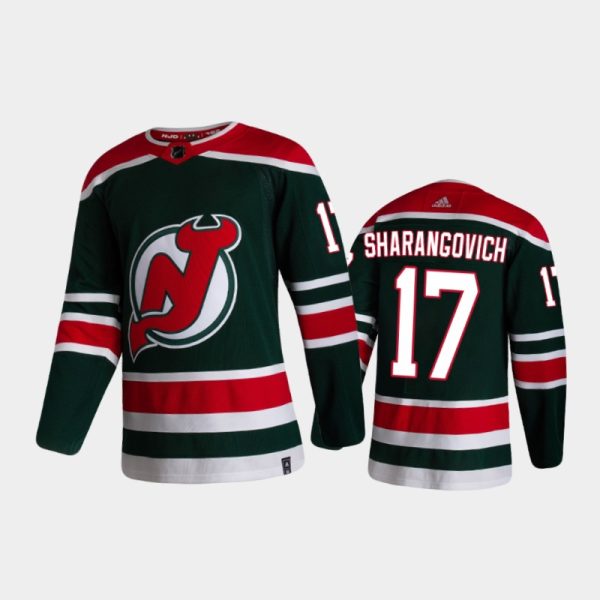 Men New Jersey Devils Yegor Sharangovich #17 Reverse Retro 2020-21 Green Special Edition Jersey