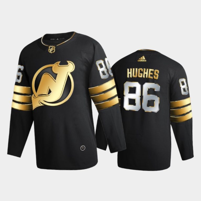 Men New Jersey Devils jack hughes #86 2020-21 Golden Edition Black Limited Jersey