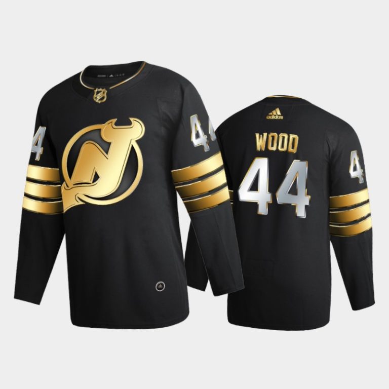 Men New Jersey Devils miles wood #44 2020-21 Golden Edition Black Limited Jersey