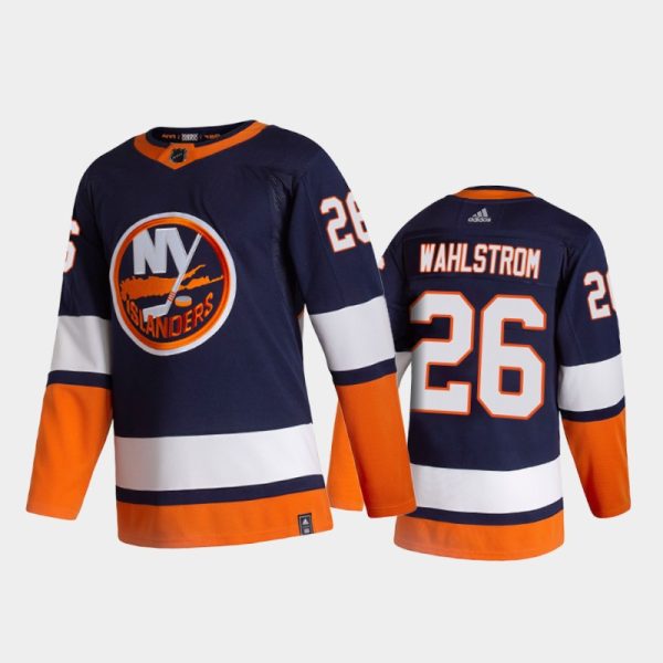 Men New York Islanders Oliver Wahlstrom #26 2021 Reverse Retro Navy Special Edition Jersey
