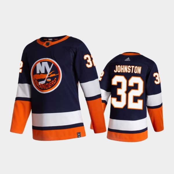 Men New York Islanders Ross Johnston #32 Reverse Retro 2020-21 Blue Jersey