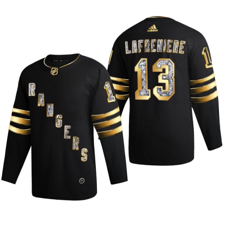 Men New York Rangers Alexis Lafreniere #13 Diamond Edition 2022 Stanley Cup Playoffs Black Jersey