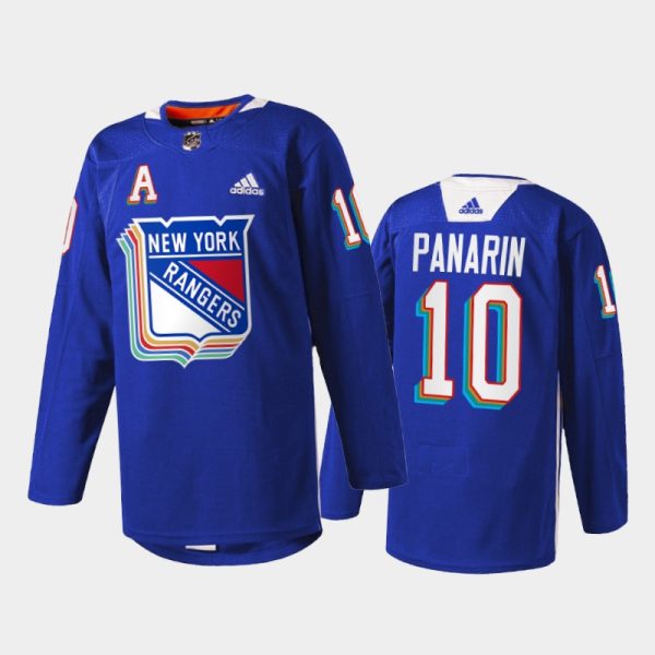 Men New York Rangers Artemi Panarin #10 Pride Night Jersey Royal Warmup