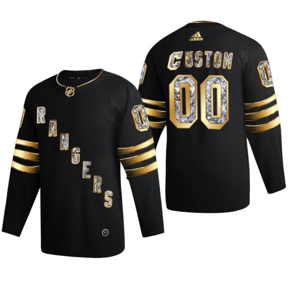 Men New York Rangers Custom #00 Diamond Edition 2022 Stanley Cup Playoffs Black Jersey