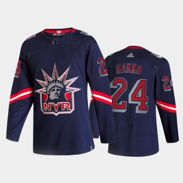 Men New York Rangers Kaapo Kakko #24 2021 Reverse Retro Navy Special Edition Jersey