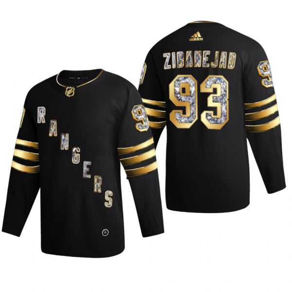 Men New York Rangers Mika Zibanejad #93 Diamond Edition 2022 Stanley Cup Playoffs Black Jersey