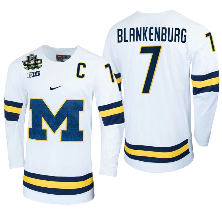 Men Nick Blankenburg #7 Michigan Wolverines 2022 Frozen Four White Jersey