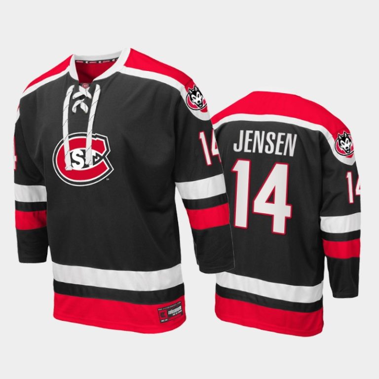 Men Nick Jensen #14 St. Cloud State Huskies College Hockey Black Jersey