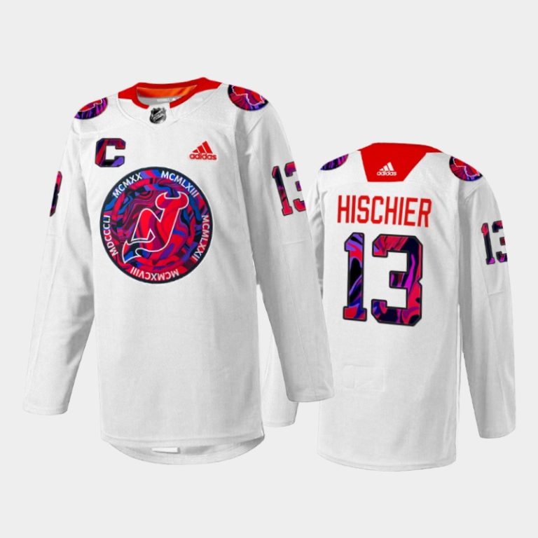 Men Nico Hischier New Jersey Devils Gender Equality Night Jersey White #13 Warm-up