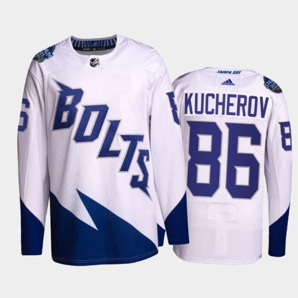 Men Nikita Kucherov Lightning 2022 Stadium Series Jersey #86 Primegreen White Uniform