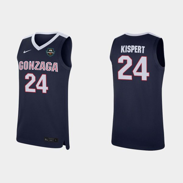 Men No. 24 Corey Kispert Navy 2021 NCAA Basketball Champions Replica Gonzaga Bulldogs Jersey