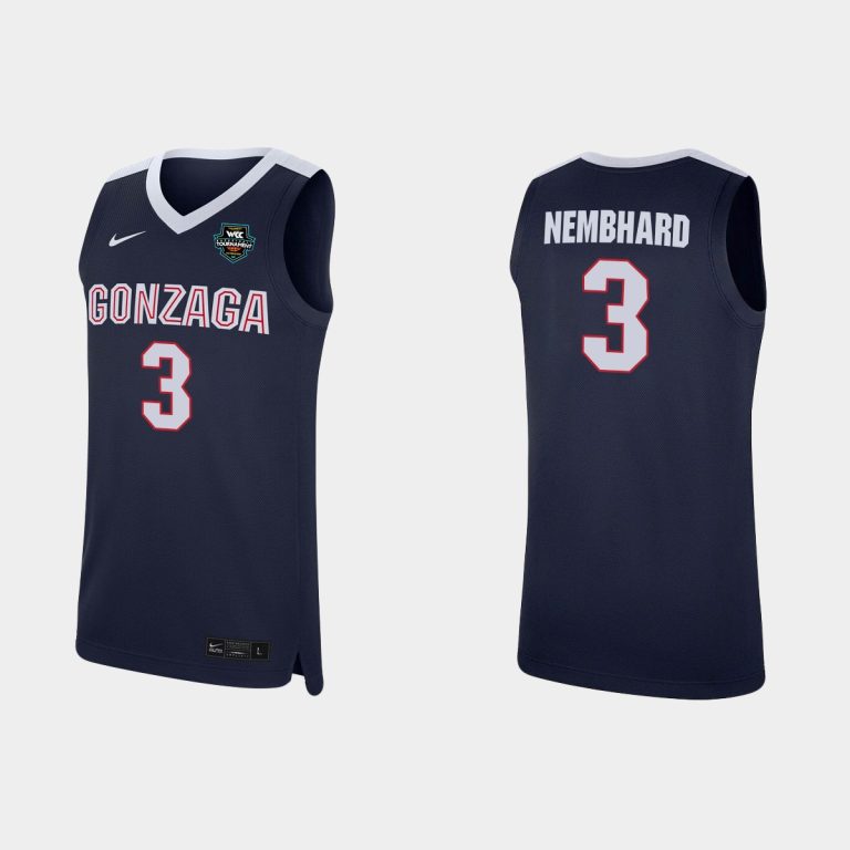 Men No. 3 Andrew Nembhard Navy 2021 NCAA Basketball Champions Replica Gonzaga Bulldogs Jersey