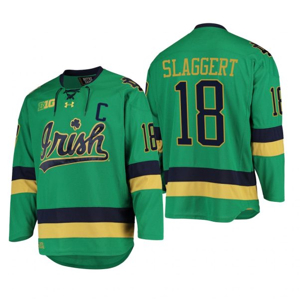 Men Notre Dame Fighting Irish Graham Slaggert #18 College Hockey Green Jersey 2022