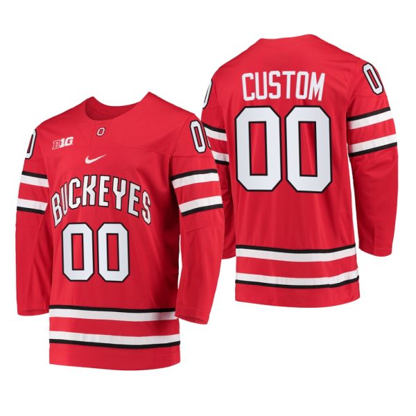 Men Ohio State Buckeyes Custom #00 College Hockey Red Jersey