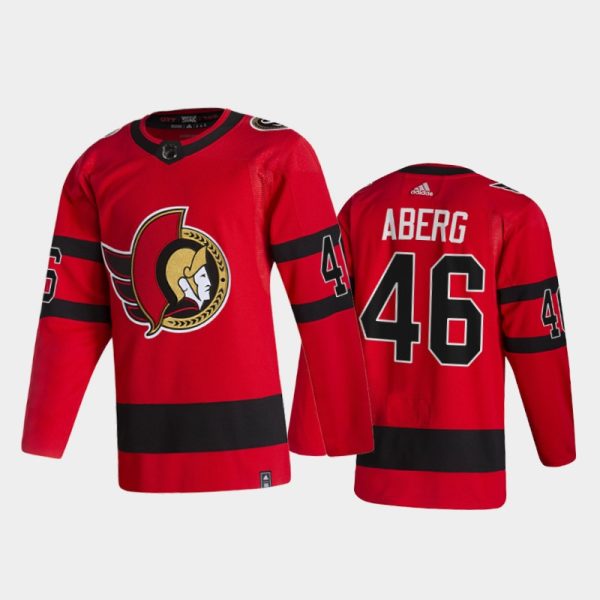 Men Ottawa Senators Pontus Aberg #46 2021 Reverse Retro Red Special Edition Jersey