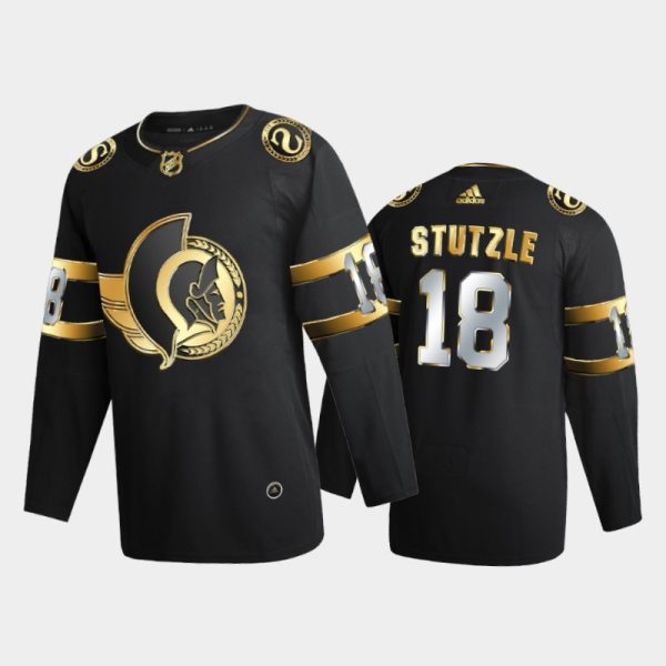 Men Ottawa Senators Tim Stutzle #18 2020-21 Golden Black Limited Edition Jersey