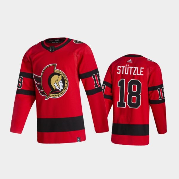 Men Ottawa Senators Tim Stutzle #18 Reverse Retro 2021 Red Jersey