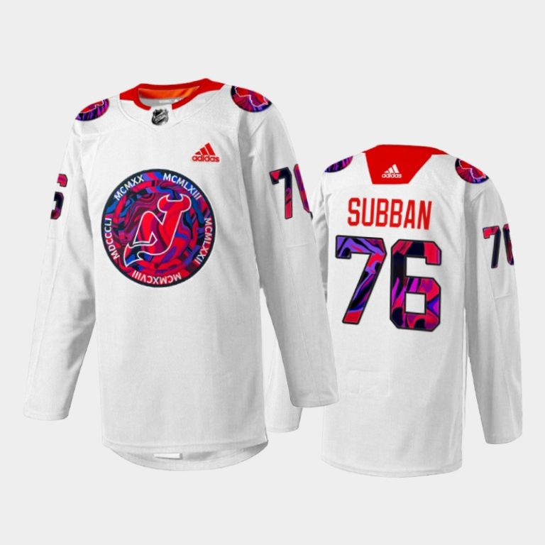 Men P.K. Subban New Jersey Devils Gender Equality Night Jersey White #76 Warm-up