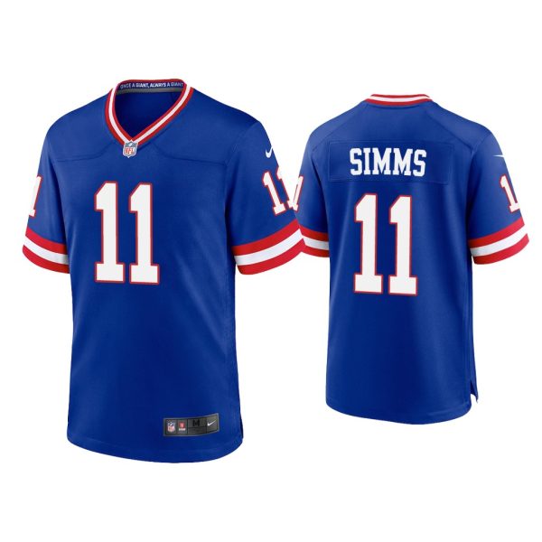 Men Phil Simms New York Giants Royal Classic Game Jersey