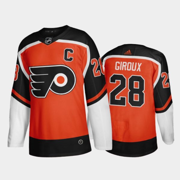 Men Philadelphia Flyers Claude Giroux #28 2021 Reverse Retro Orange Fourth Jersey