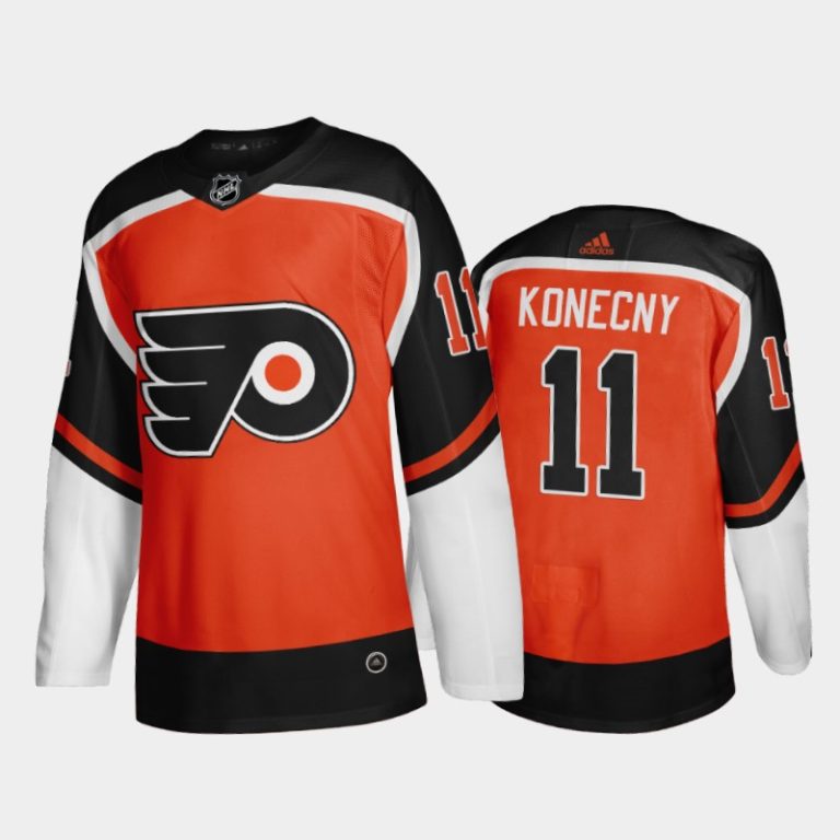 Men Philadelphia Flyers Travis Konecny #11 2021 Reverse Retro Orange Fourth Jersey