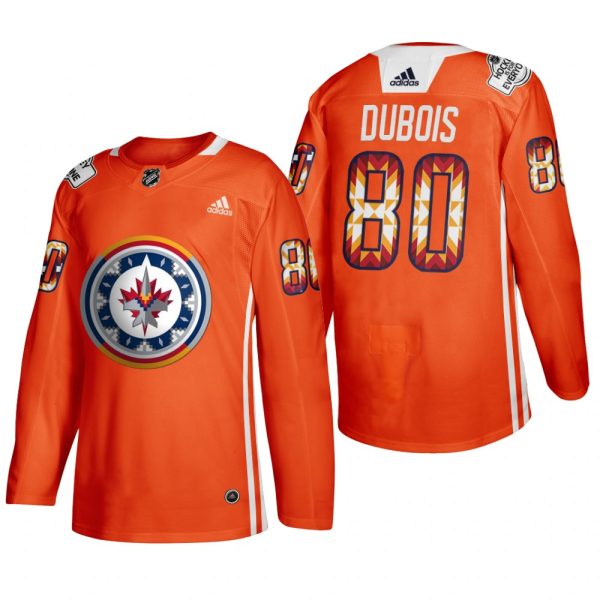 Men Pierre-Luc Dubois Winnipeg Jets 2022 WASAC Night Jersey Orange #80 Indigenous Warmup