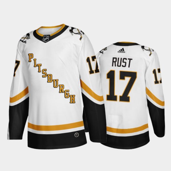 Men Pittsburgh Penguins Bryan Rust #17 2021 Reverse Retro White Fourth Jersey