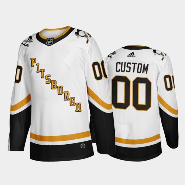 Men Pittsburgh Penguins Custom #00 2021 Reverse Retro White Fourth Jersey