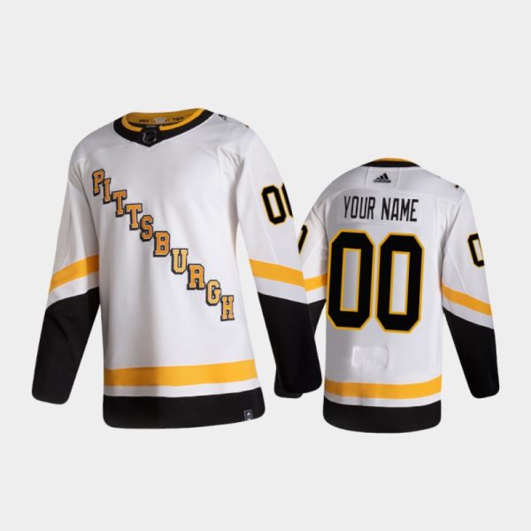 Men Pittsburgh Penguins Custom #00 Reverse Retro 2020-21 White Special Edition Pro Jersey