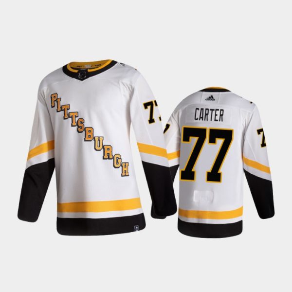 Men Pittsburgh Penguins Jeff Carter #77 Reverse Retro 2021 White Jersey