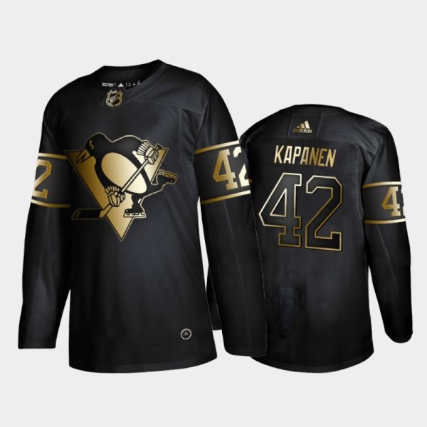 Men Pittsburgh Penguins Kasperi Kapanen #42 NHL Golden Edition Black Jersey