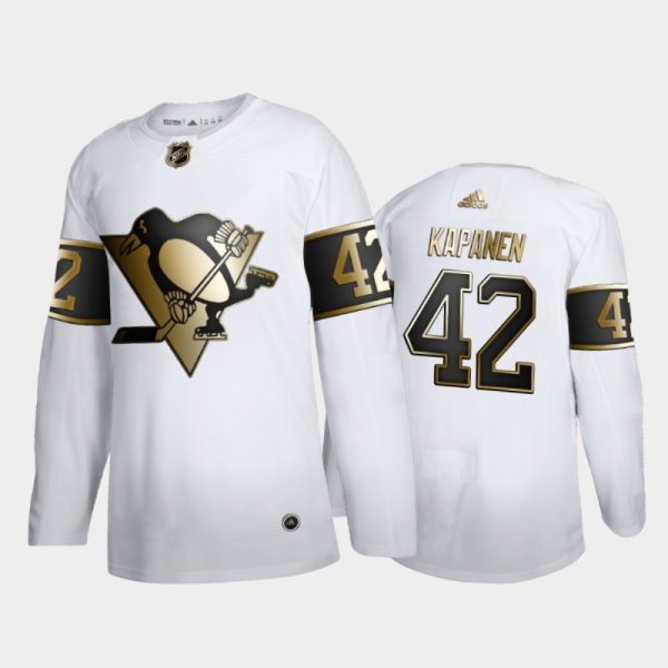 Men Pittsburgh Penguins Kasperi Kapanen #42 Player Golden Edition White Jersey