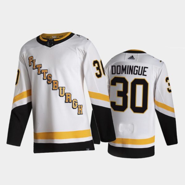 Men Pittsburgh Penguins Louis Domingue #30 2021 Reverse Retro White Special Edition Jersey