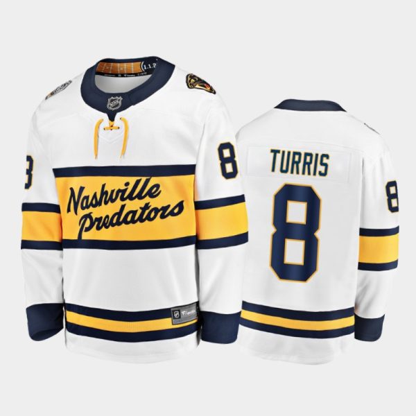 Men Predators Kyle Turris #8 White 2020 Winter Classic Breakaway Player Jersey