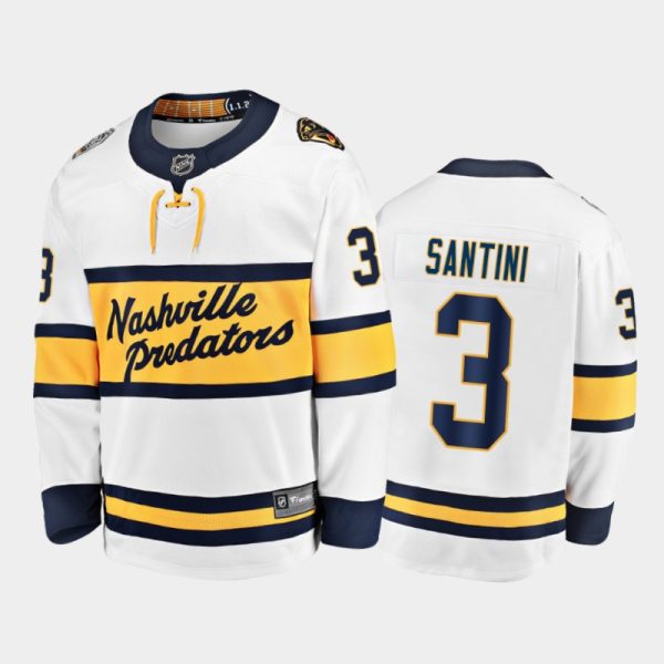 Men Predators Steven Santini #3 White 2020 Winter Classic Breakaway Player Jersey