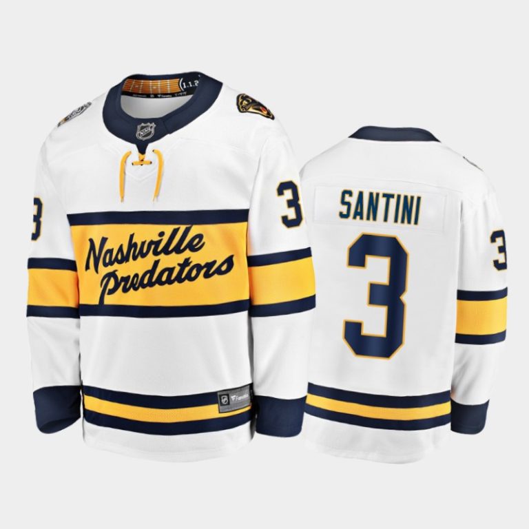 Men Predators Steven Santini #3 White 2020 Winter Classic Breakaway Player Jersey